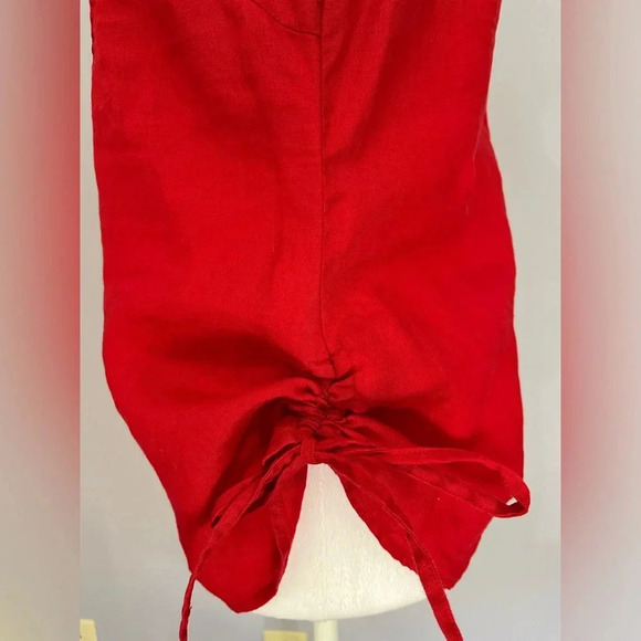 Size Small Linen Red Short Sleeve Shirt - Picture 6 of 11